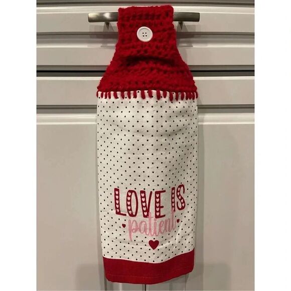 Crochet Top Kitchen Towel- Love is Patient ❤️ - Picture 1 of 3